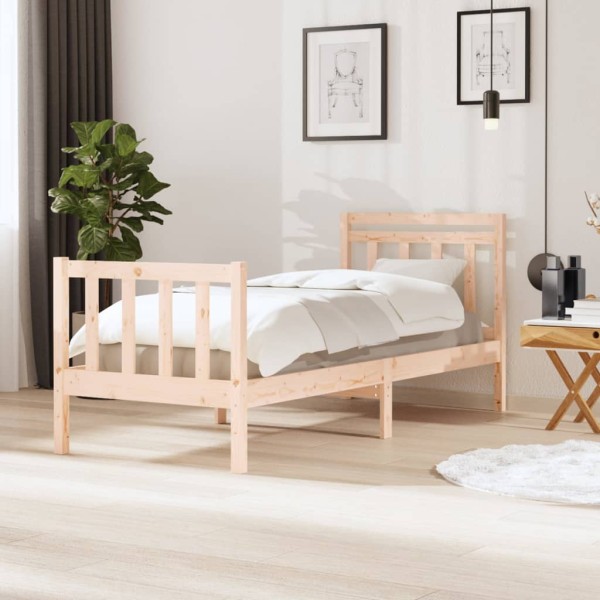 Estructura de cama individual madera maciza 75x190 cm