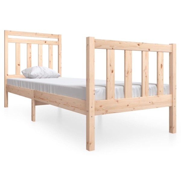 Estructura de cama individual madera maciza 75x190 cm