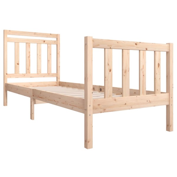 Estructura de cama individual madera maciza 75x190 cm