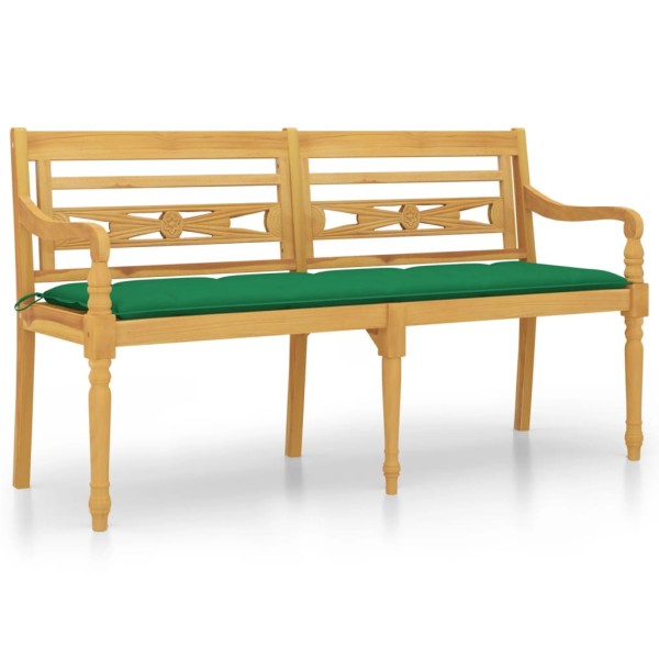 Banco Batavia con cojín verde madera maciza de teca 150 cm