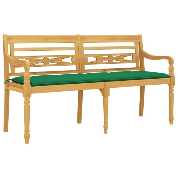 Banco Batavia con cojín verde madera maciza de teca 150 cm