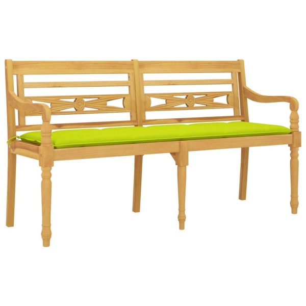 Banco Batavia con cojín verde brillo madera maciza teca 150 cm