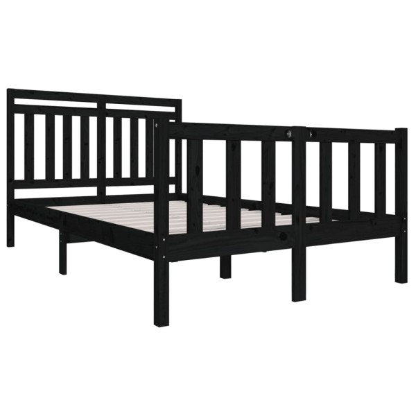 Estructura de cama de madera maciza negra 120x200 cm