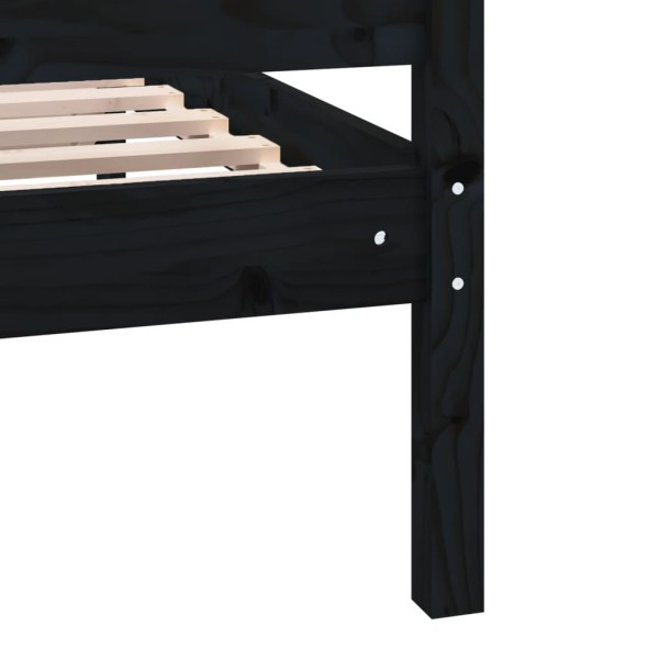 Estructura de cama de madera maciza negra 120x200 cm