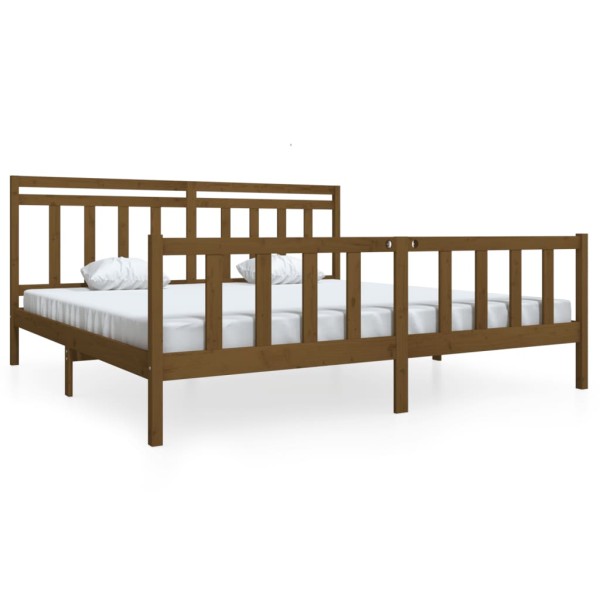 Estructura de cama de madera maciza marrón miel 200x200 cm