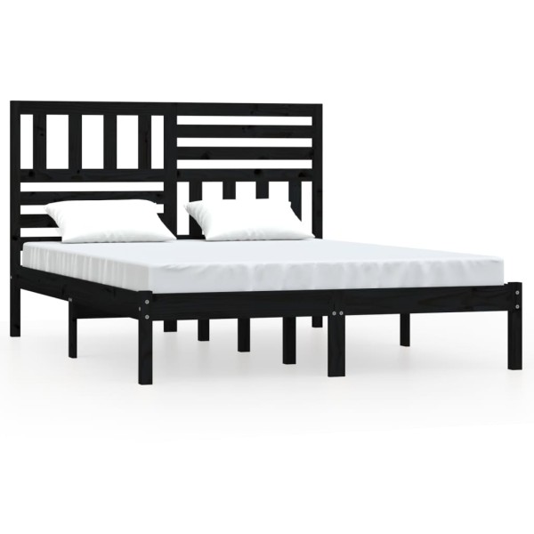 Estructura de cama de madera maciza pino negra 120x190 cm