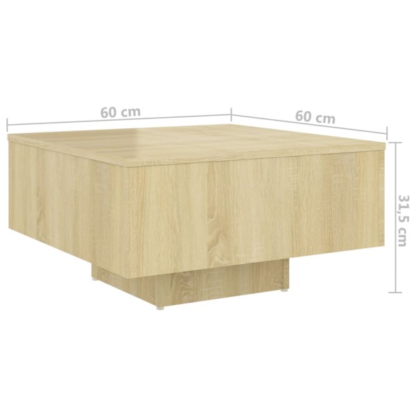 Mesa de centro madera contrachapada roble Sonoma 60x60x31,5 cm