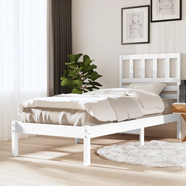 Estructura de cama madera maciza de pino blanca 90x200 cm