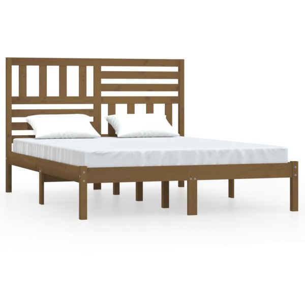 Estructura de cama madera maciza de pino marrón miel 120x200 cm