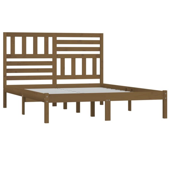 Estructura de cama madera maciza de pino marrón miel 120x200 cm