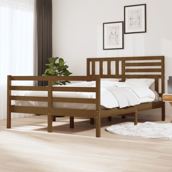 Estructura de cama madera maciza marrón miel 120x190 cm