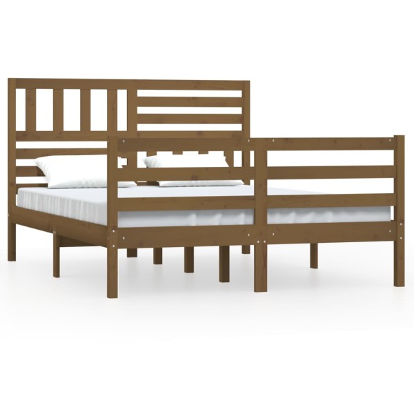 Estructura de cama madera maciza marrón miel 120x190 cm