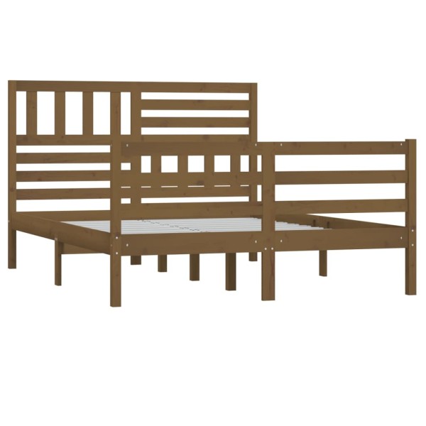 Estructura de cama madera maciza marrón miel 120x190 cm