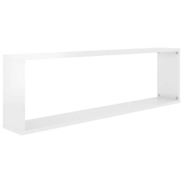 Estante cubo pared 4uds contrachapado blanco brillo 100x15x30cm