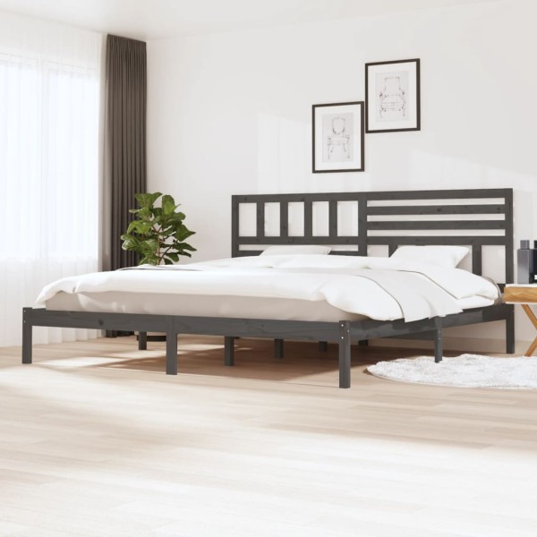 Estructura de cama madera maciza de pino gris 180x200 cm