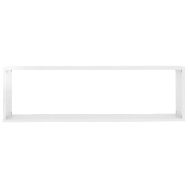 Estante cubo pared 4uds contrachapado blanco brillo 100x15x30cm