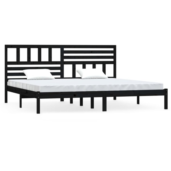 Estructura de cama de madera maciza negra 180x200 cm