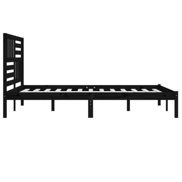 Estructura de cama de madera maciza negra 180x200 cm