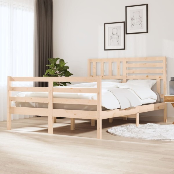 Estructura de cama de madera maciza 135x190 cm