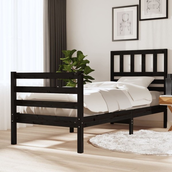 Estructura de cama madera maciza negro 100x200 cm