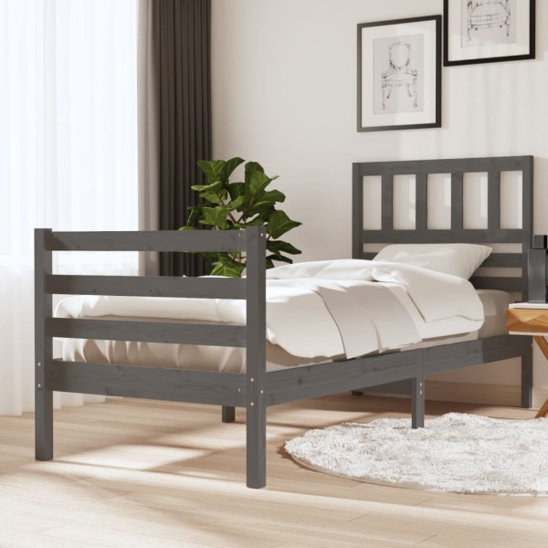 Estructura de cama madera maciza gris 90x200 cm