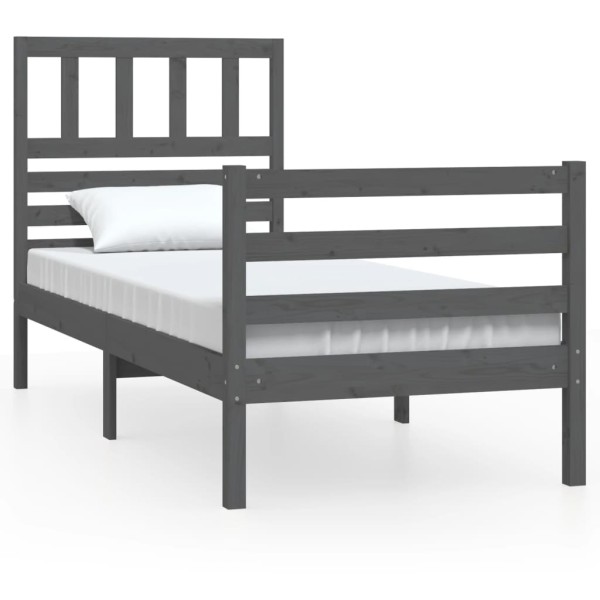 Estructura de cama madera maciza gris 90x200 cm