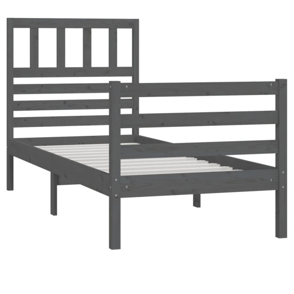 Estructura de cama madera maciza gris 90x200 cm