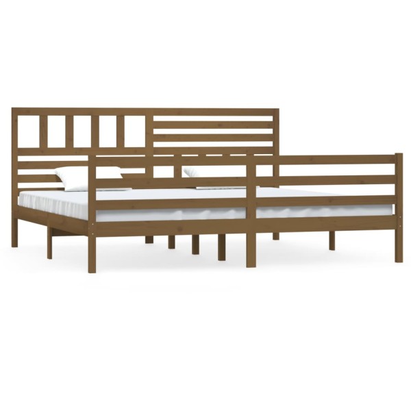 Estructura de cama madera maciza marrón miel 200x200 cm