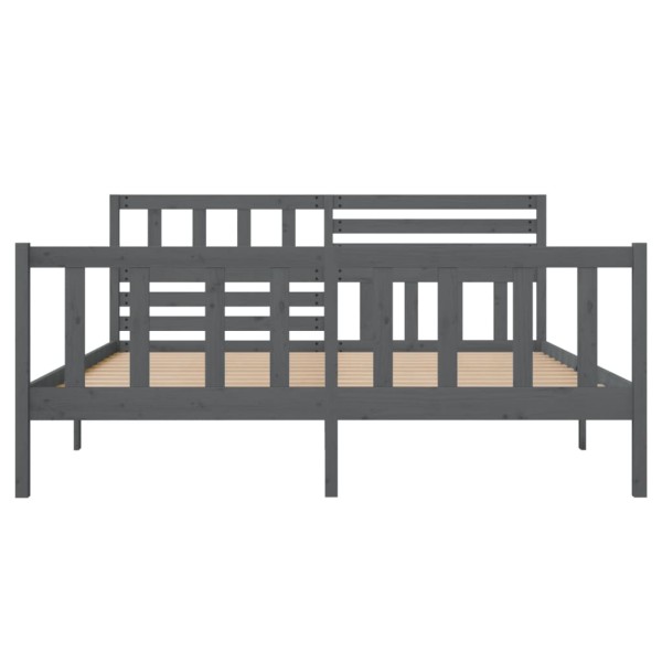 Estructura de cama doble de madera maciza gris 135x190 cm