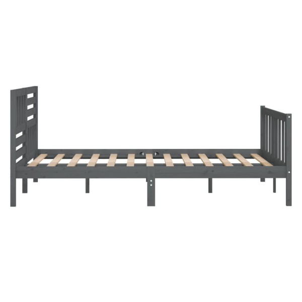 Estructura de cama doble de madera maciza gris 135x190 cm