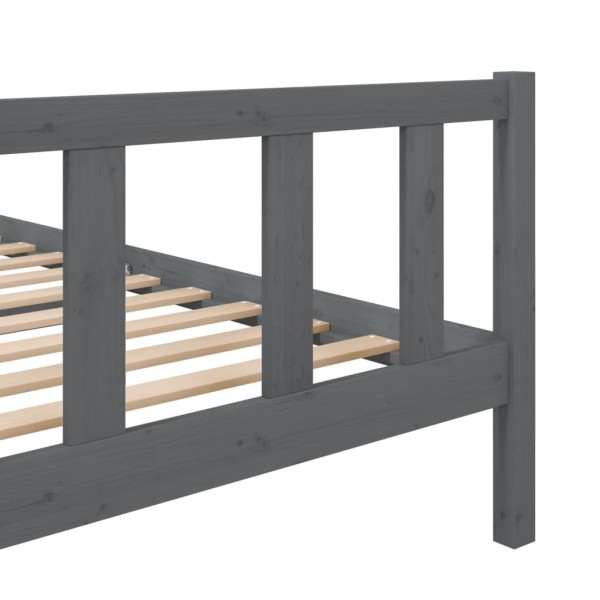 Estructura de cama doble de madera maciza gris 135x190 cm