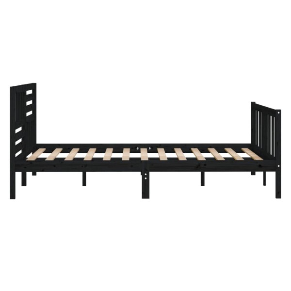 Estructura de cama doble madera maciza negra 135x190 cm