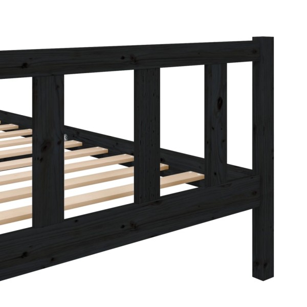 Estructura de cama doble madera maciza negra 135x190 cm