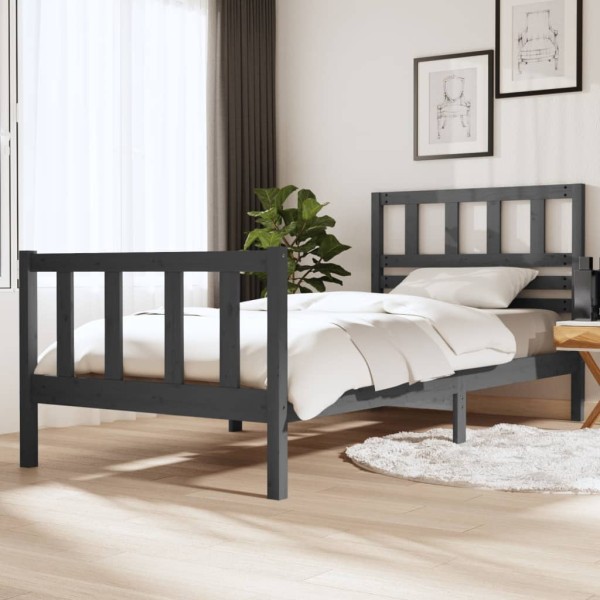 Estructura de cama de madera maciza gris 100x200 cm