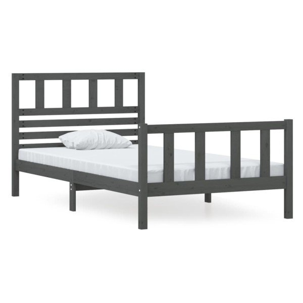 Estructura de cama de madera maciza gris 100x200 cm