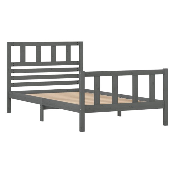 Estructura de cama de madera maciza gris 100x200 cm