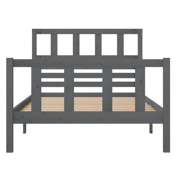 Estructura de cama de madera maciza gris 100x200 cm