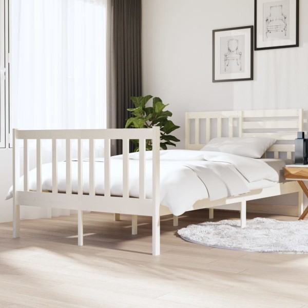 Estructura de cama de madera maciza blanco 120x190cm