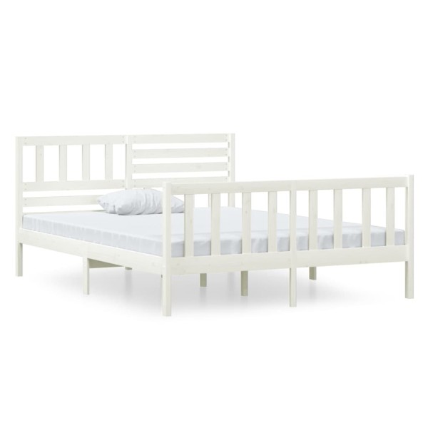 Estructura de cama de madera maciza blanco 120x190cm