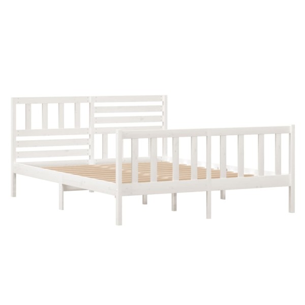 Estructura de cama de madera maciza blanco 120x190cm