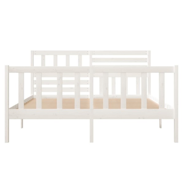 Estructura de cama de madera maciza blanco 120x190cm