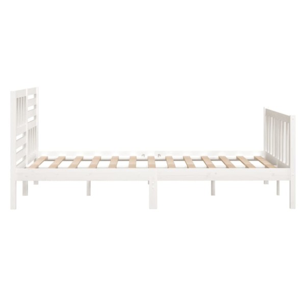 Estructura de cama de madera maciza blanco 120x190cm