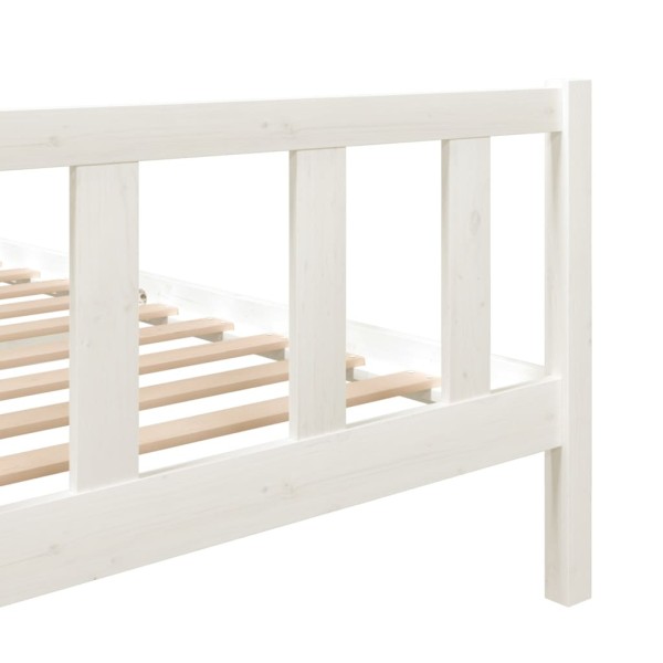 Estructura de cama de madera maciza blanco 120x190cm