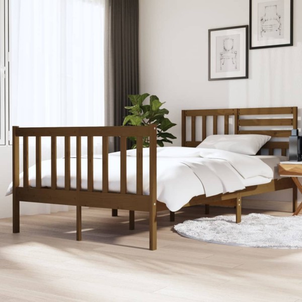 Estructura de cama de madera maciza marrón miel 120x190 cm