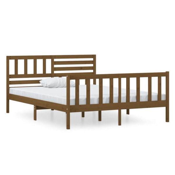 Estructura de cama de madera maciza marrón miel 120x190 cm