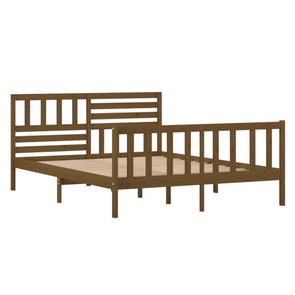 Estructura de cama de madera maciza marrón miel 120x190 cm