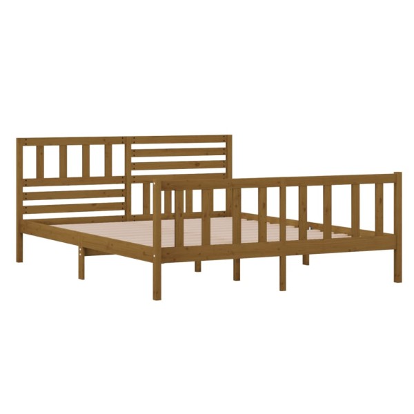 Estructura de cama de madera maciza marrón miel 120x200 cm