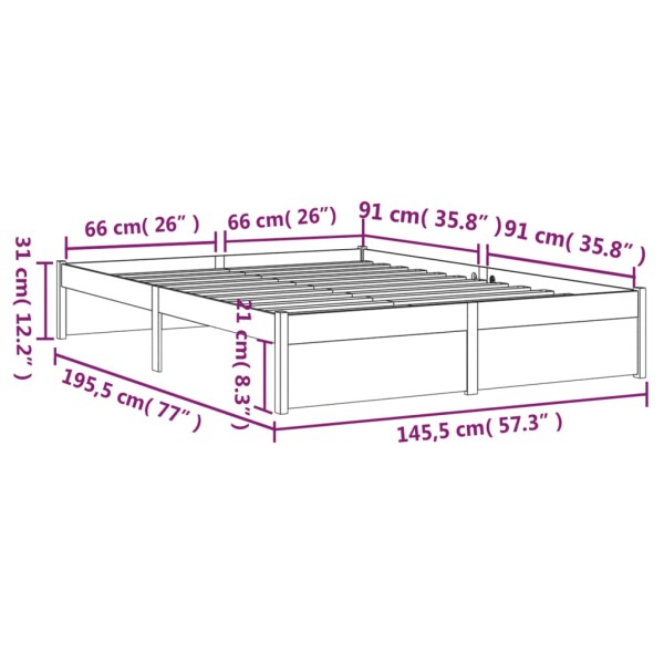 Estructura de cama de madera maciza 140x190 cm