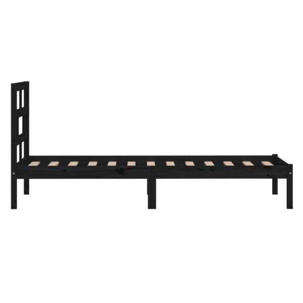 Estructura de cama individual madera maciza negra 90x190 cm