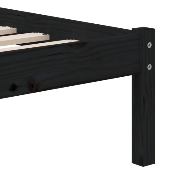 Estructura de cama individual madera maciza negra 90x190 cm